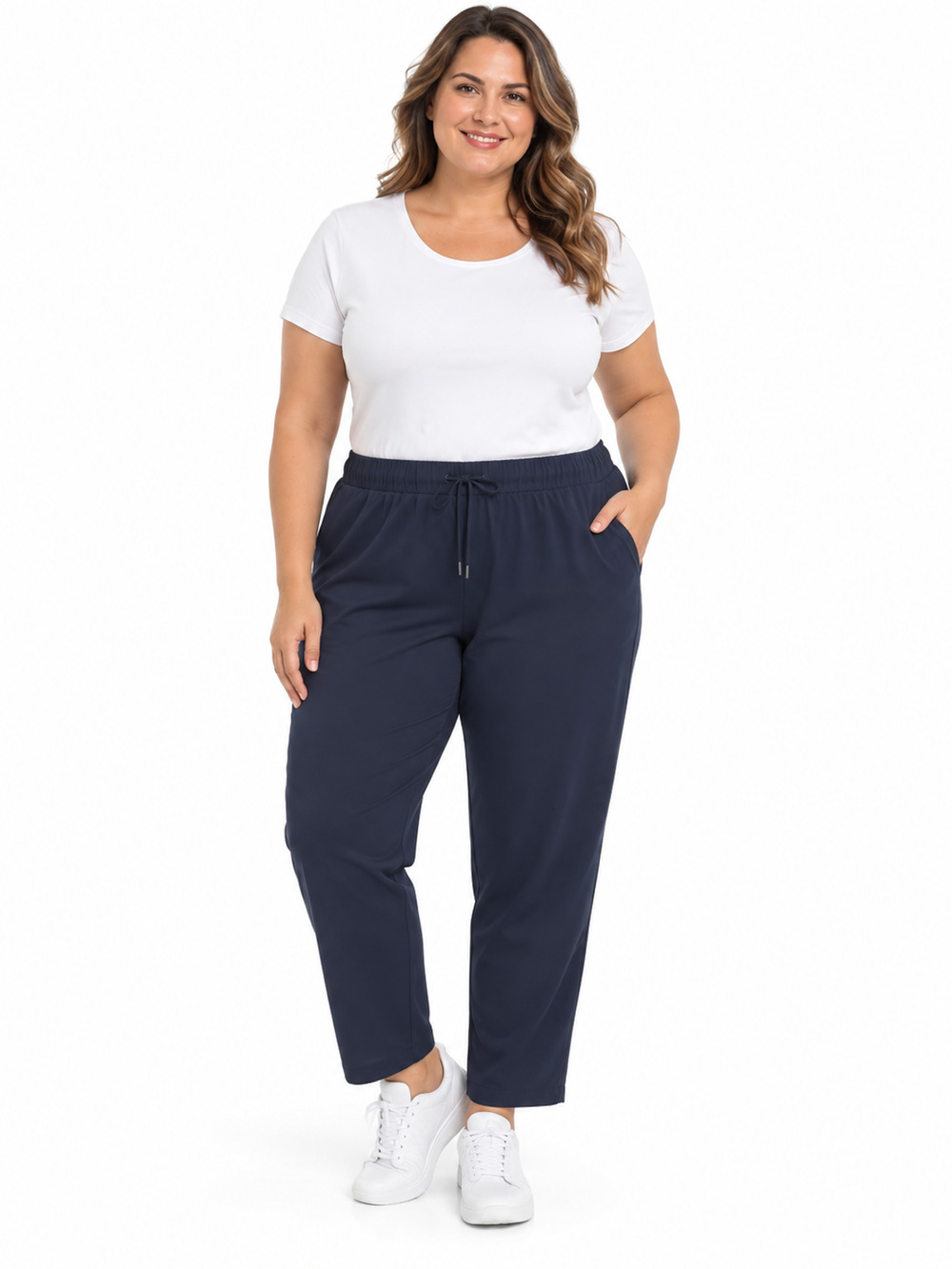 T by Tablots Women's Relaxed Pants Size XL Elastic Waist Blue Stretch Walk Beach
